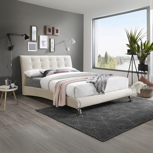 Hemlock Fabric Bed Warm Stone